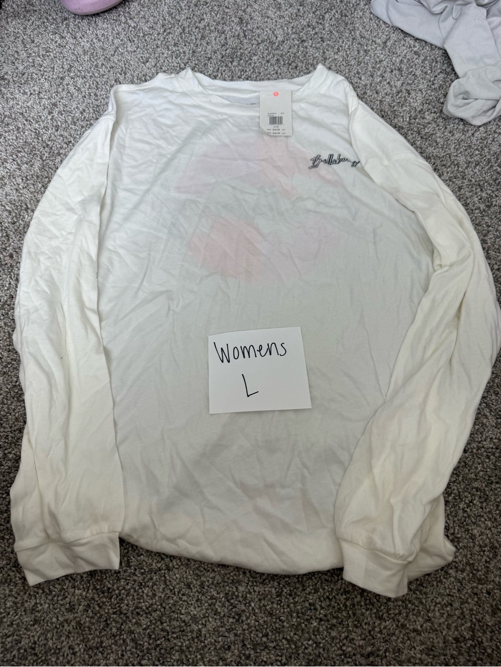 Billabong Women's White Long Sleeve Crewneck Top